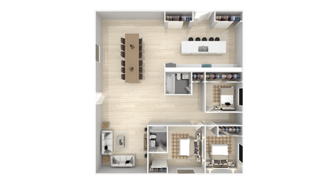 a 3d floor plan of a house at BLVD Apartments LLC, Tarzana, CA 